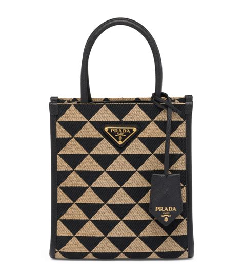 prada logo plaque tote bag